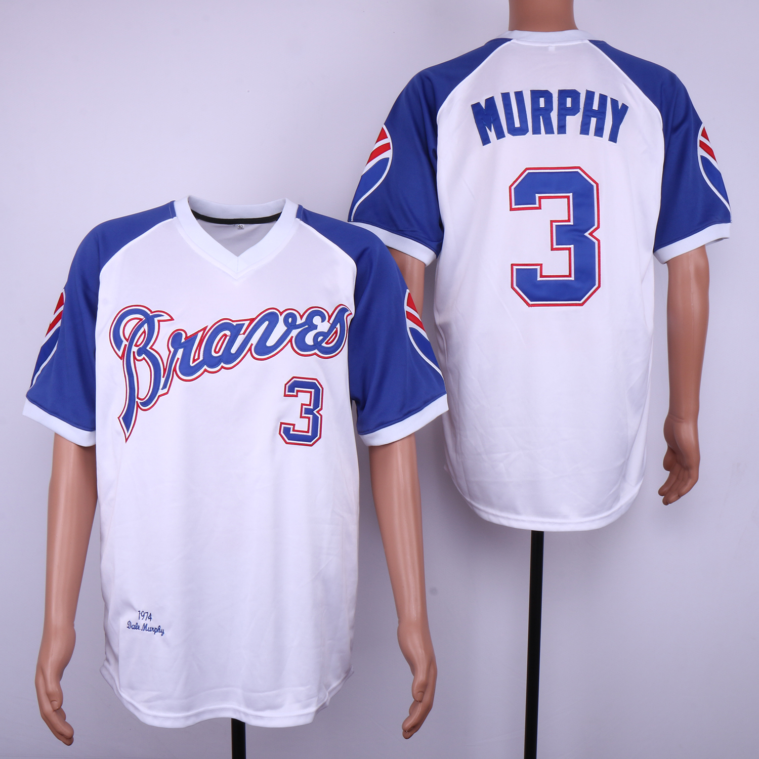 Men Atlanta Braves 3 Murphy White MLB Jerseys